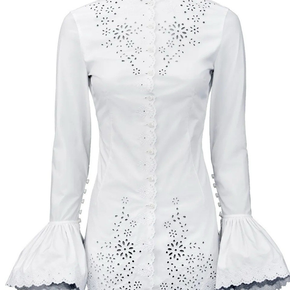 Rabanne H&M White Lace Detail Blouse - Picture 1 of 8
